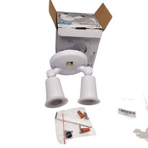 Commercial Electric Twin-Head PAR Light Holder-White-Dusk-to-Dawn-120 Volts